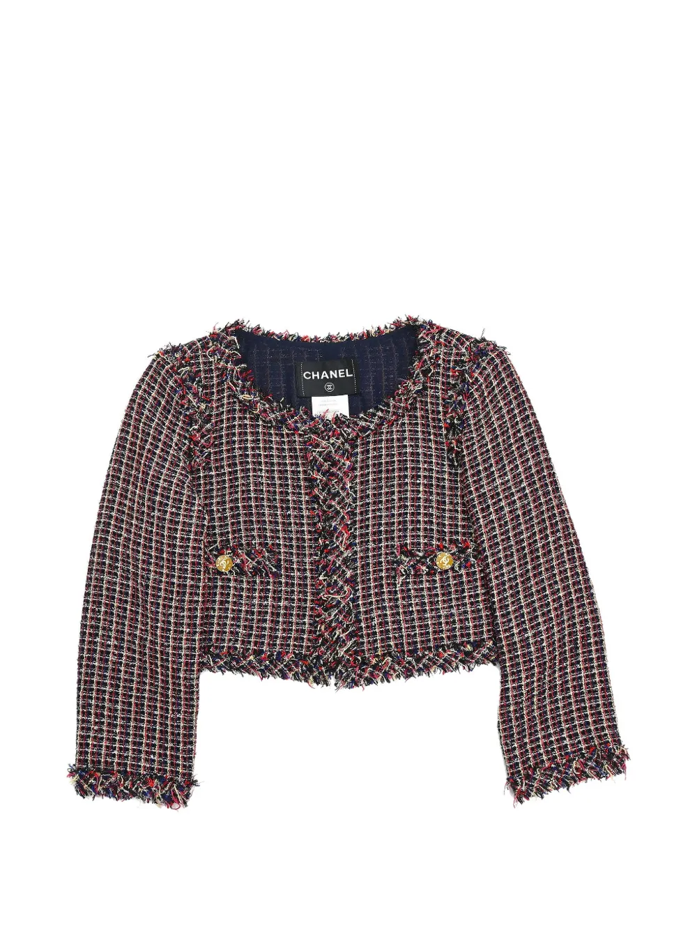 CHANEL Pre-Owned 2010 collarless tweed jacket - Blu