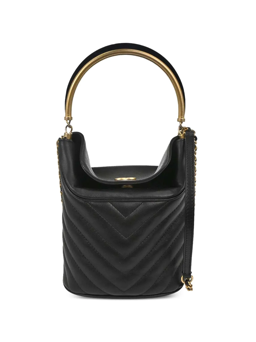 CHANEL Pre-Owned 2018-2019 Chevron-quilted leather shoulder bag - Black