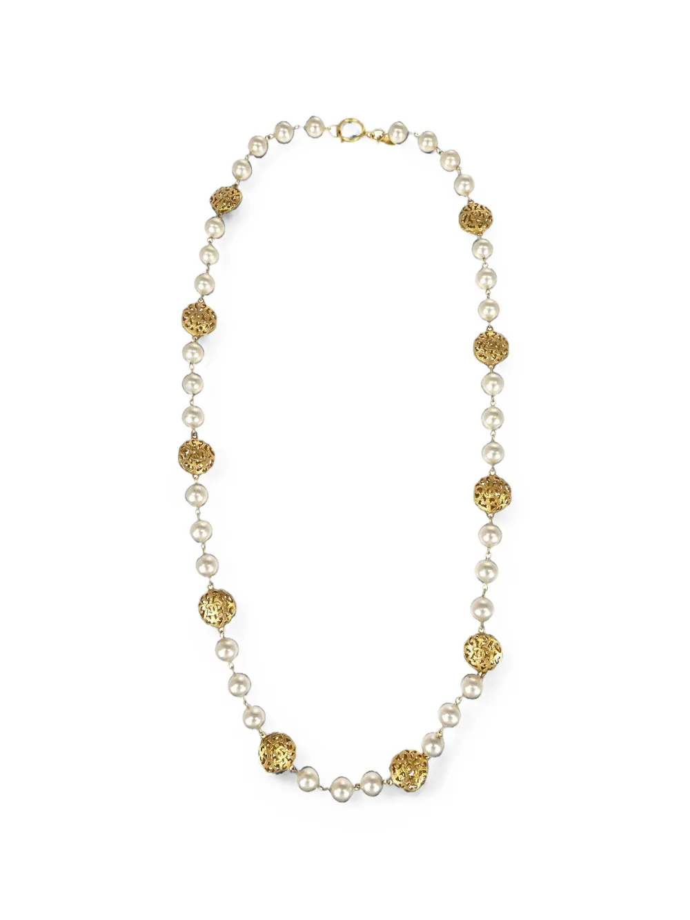 CHANEL Pre-Owned costume-pearl chain necklace - Bianco