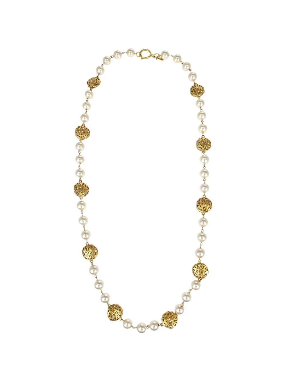CHANEL Pre-Owned costume-pearl chain necklace - White