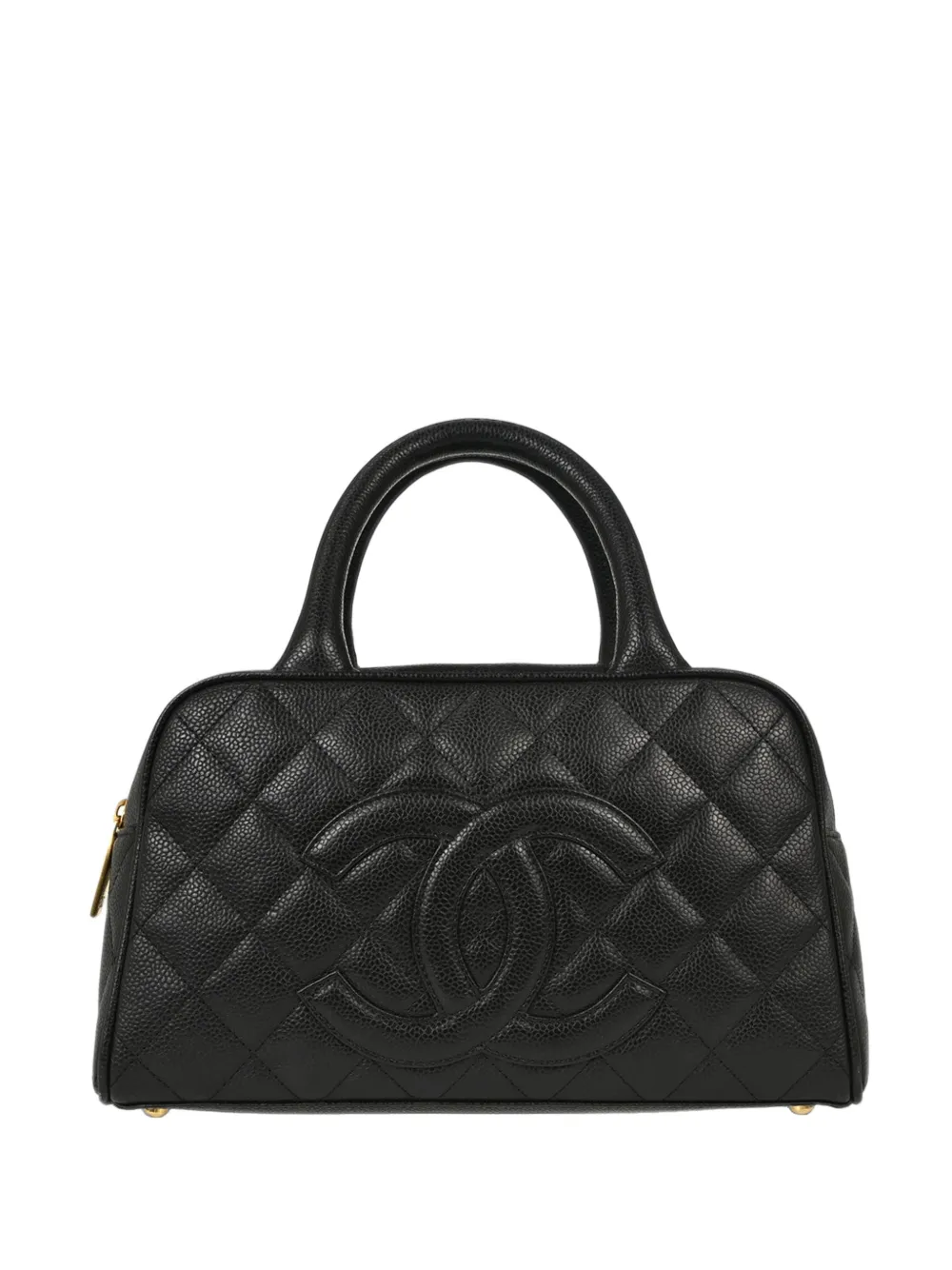 CHANEL Pre-Owned quilted CC logo-patch bowling bag - Noir