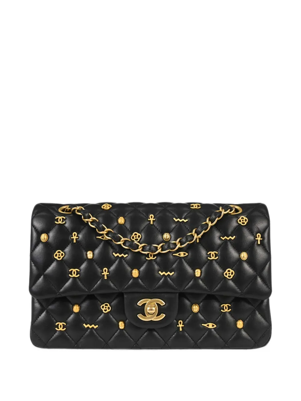 CHANEL Pre-Owned 2019 medium Egyptian Classic Double Flap shoulder bag - Black