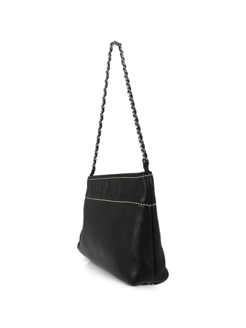 CHANEL Pre-Owned 2003-2004 logo-embossed leather shoulder bag - Nero