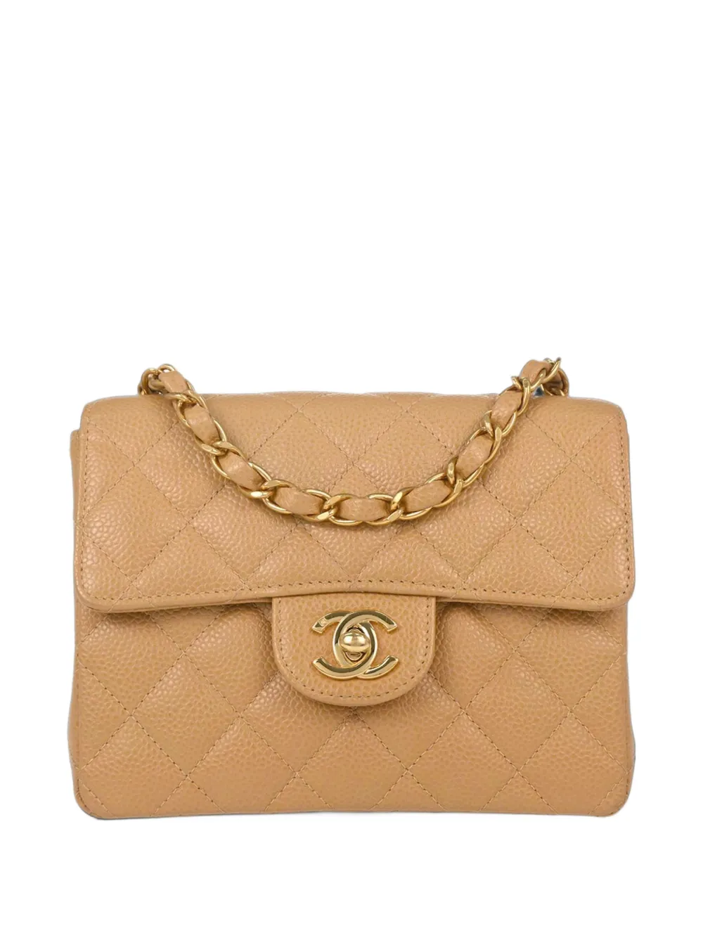 CHANEL Pre-Owned 2003-2004 mini Square Flap 17 quilted CC turn-lock shoulder bag - Neutrals