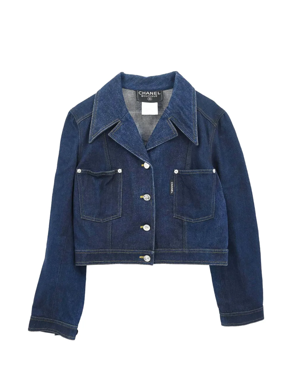 CHANEL Pre-Owned 1996 single-breasted denim jacket - Bleu CHANEL Pre-Owned 1996 single-breasted denim jacket - Bleu