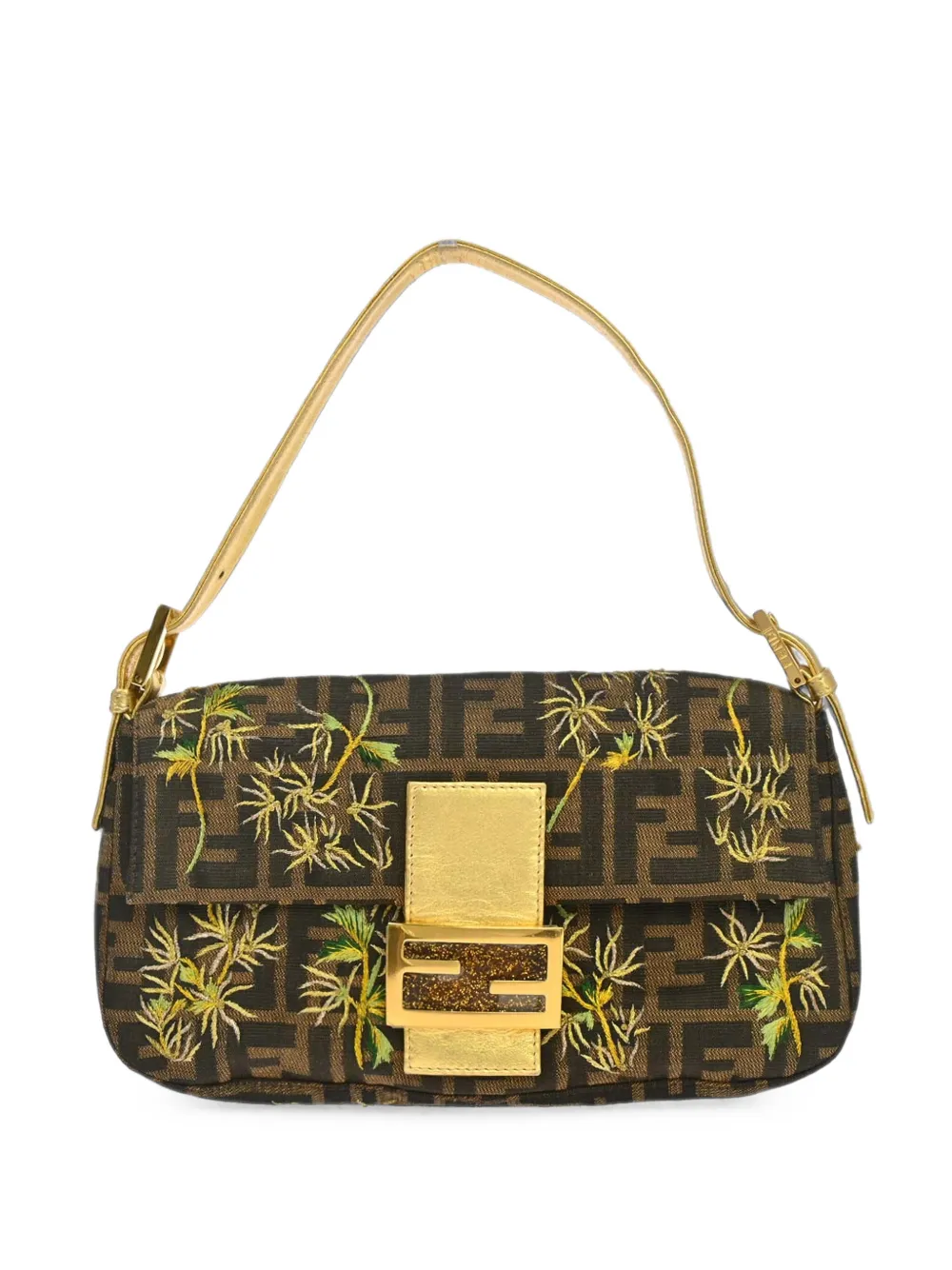Fendi Pre-Owned Zucca Palm Tree embroidery Baguette tote bag - Marron Fendi Pre-Owned Zucca Palm Tree embroidery Baguette tote bag - Marron