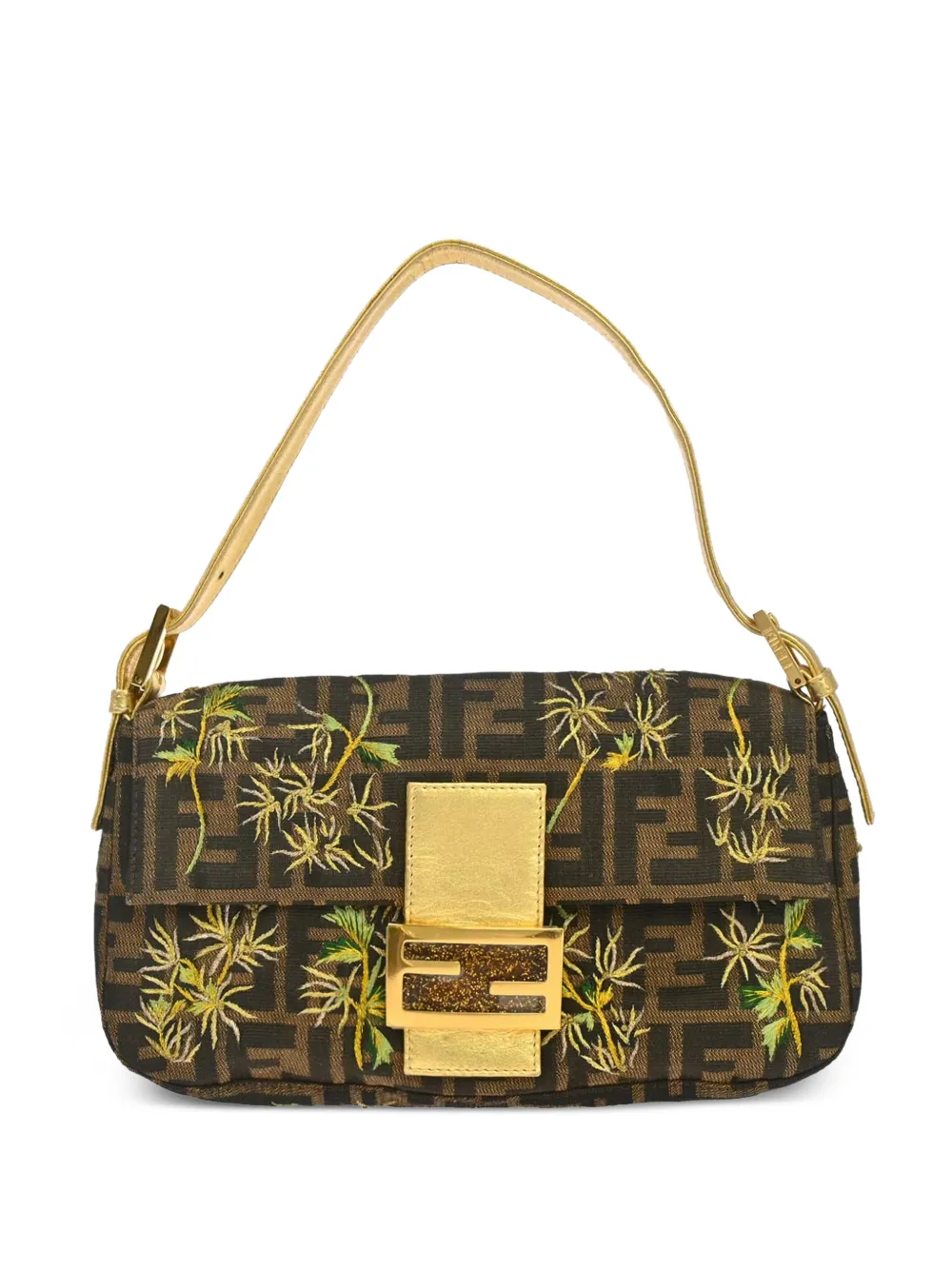 Fendi Pre-Owned Zucca Palm Tree embroidery Baguette tote bag - Braun