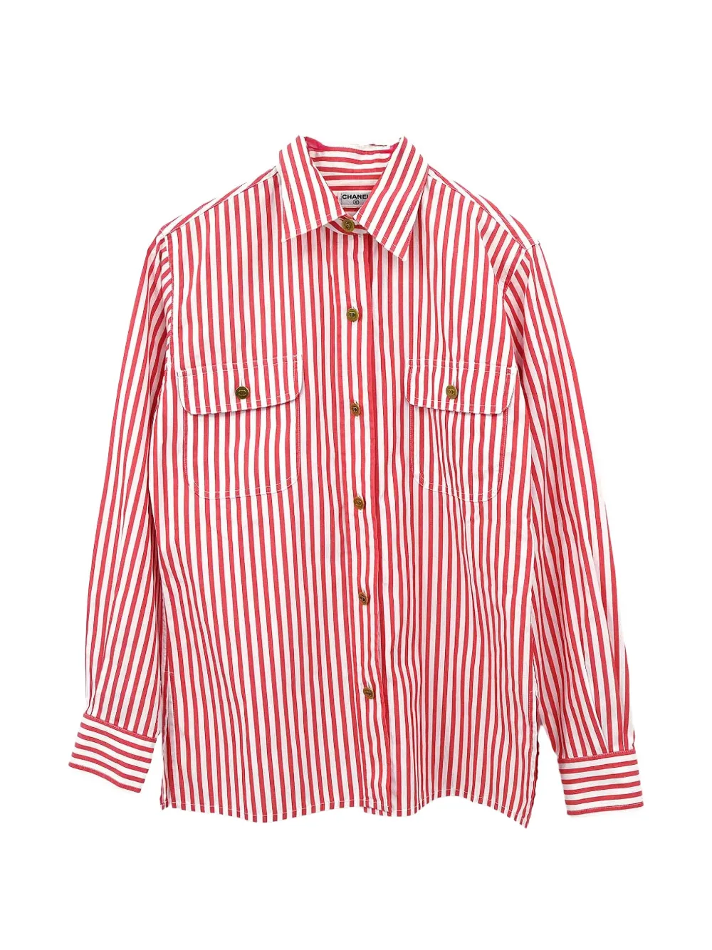 CHANEL Pre-Owned striped long-sleeve shirt - Rot