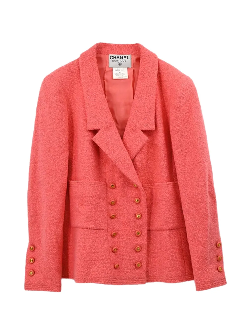 CHANEL Pre-Owned 1996 double-breasted tweed blazer - Rose CHANEL Pre-Owned 1996 double-breasted tweed blazer - Rose