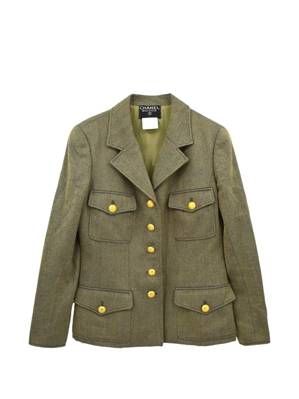 CHANEL Pre-Owned 1996 single-breasted tweed jacket - Verde
