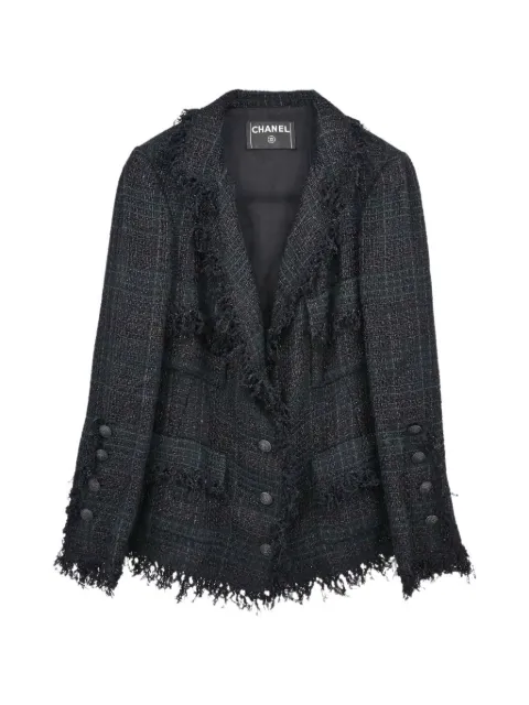 CHANEL Pre-Owned chamarra de tweed con botones