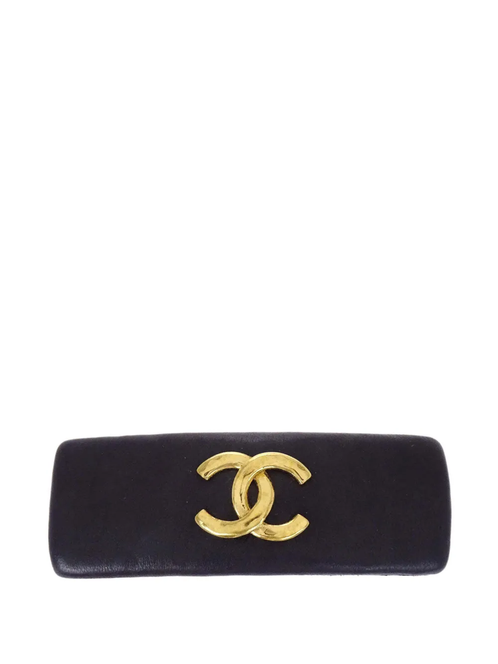 CHANEL Pre-Owned CC-logo leather hair clip - Black