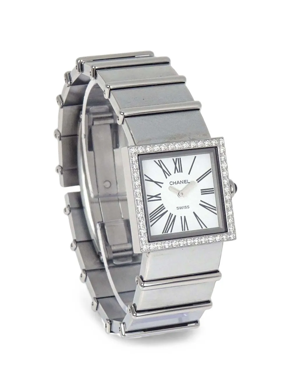 Pre-owned Chanel Mademoiselle 22mm Diamond Watch In White