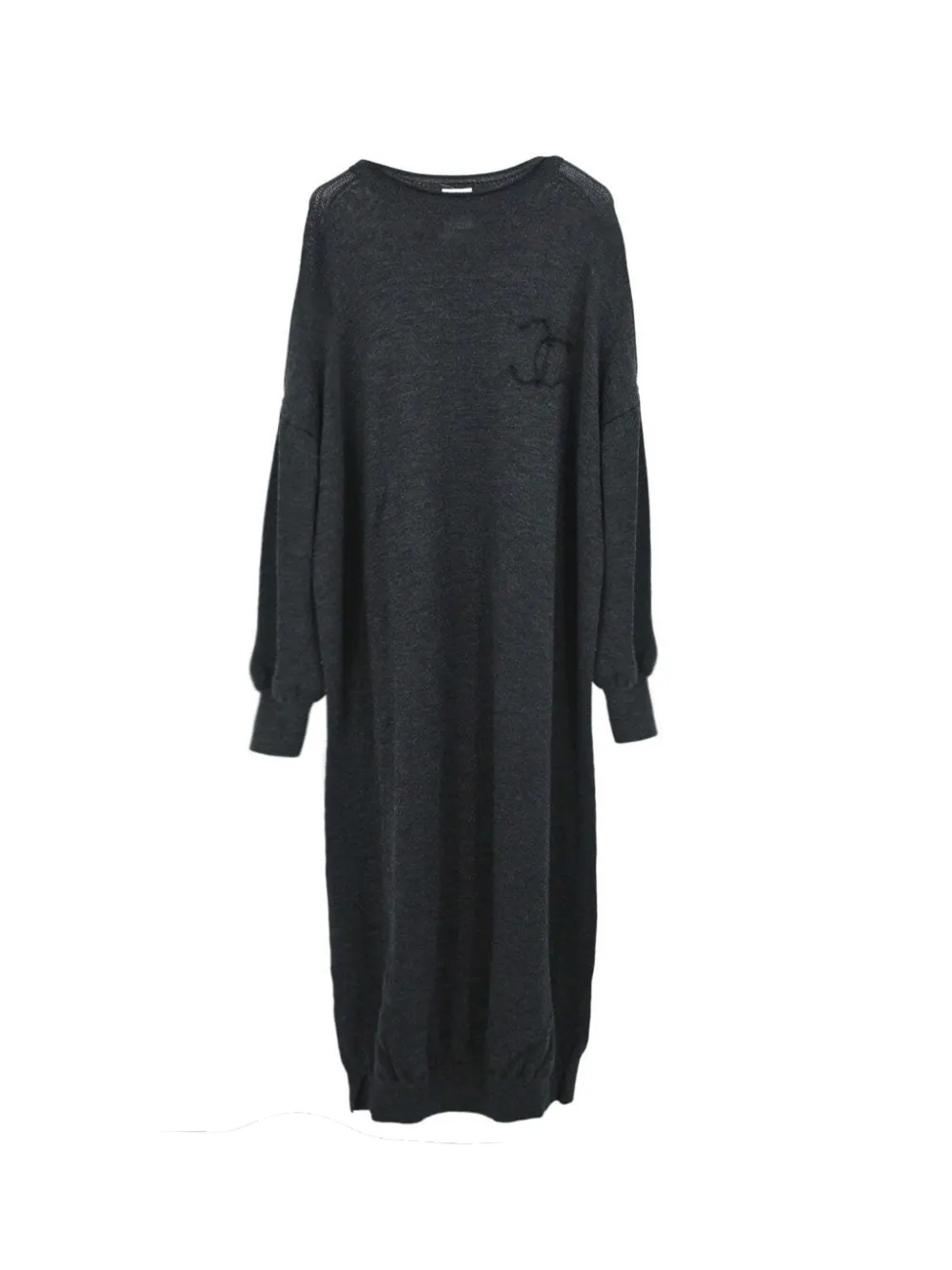 CHANEL Pre-Owned 2002 CC embroidered knit dress - Grey