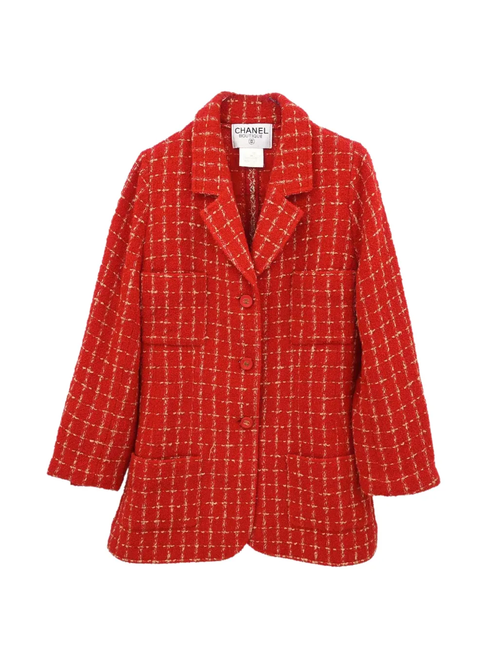 CHANEL Pre-Owned 1995 single-breasted tweed jacket - Rosso