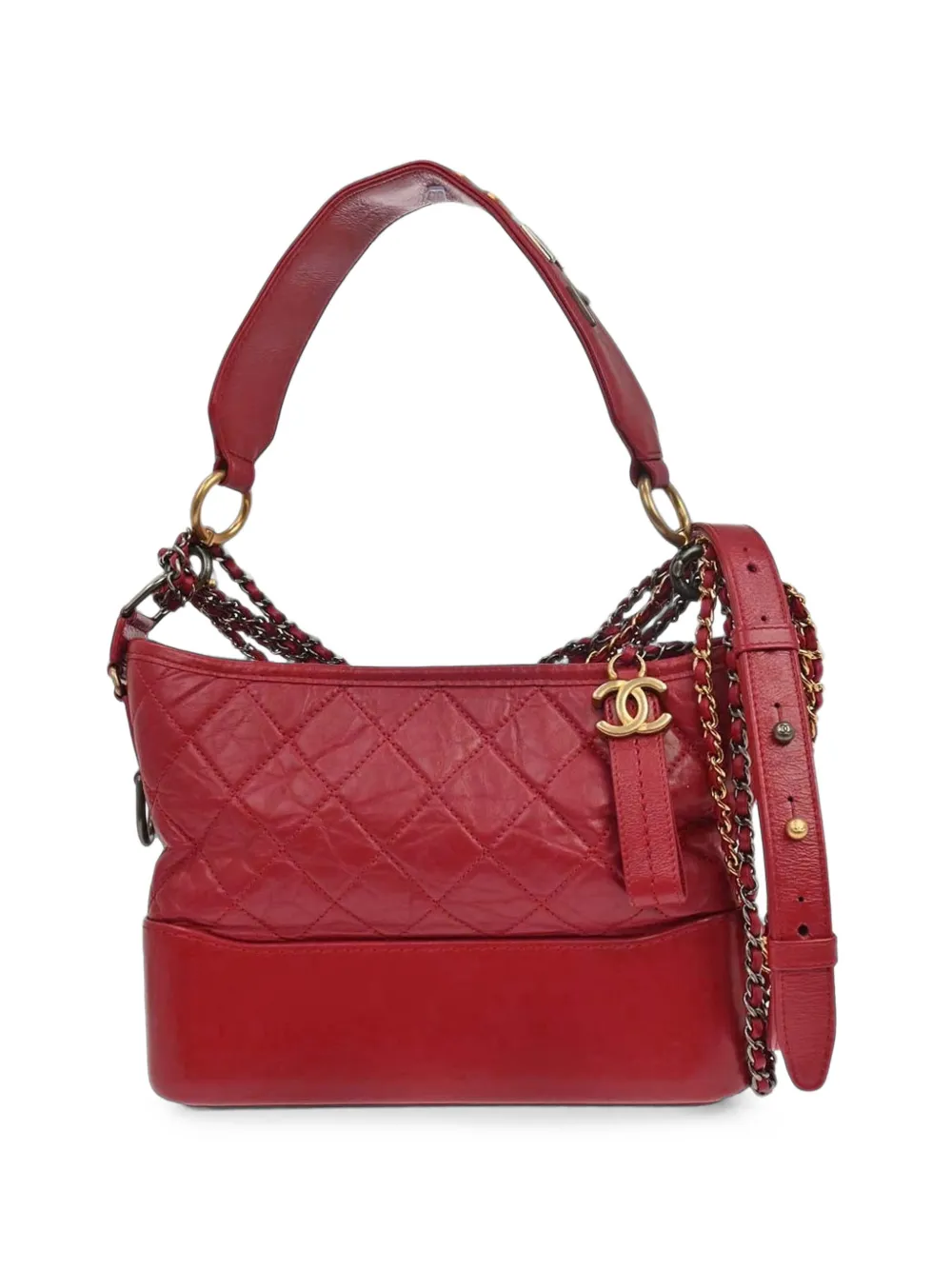CHANEL Pre-Owned 2019-2020 Gabrielle quilted leather tote bag - Rosso