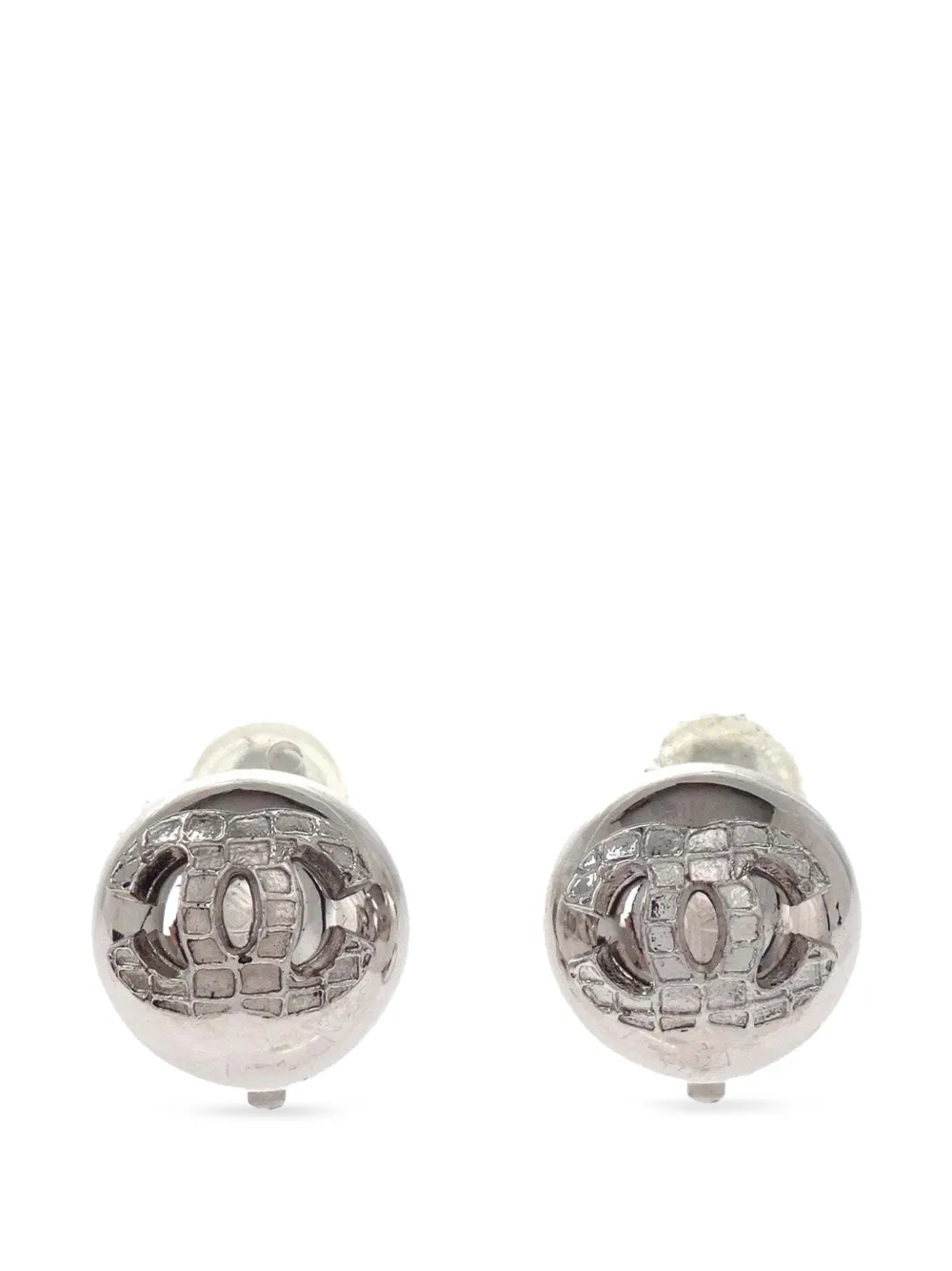 CHANEL Pre-Owned Interlocking CC clip-on earrings - Silber