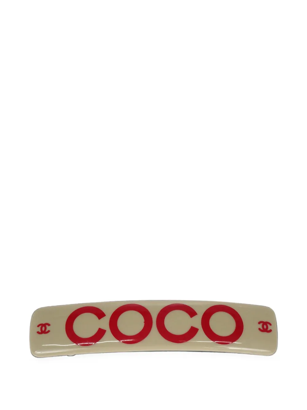 CHANEL Pre-Owned 2001 COCO logo-print hair clip - Nude