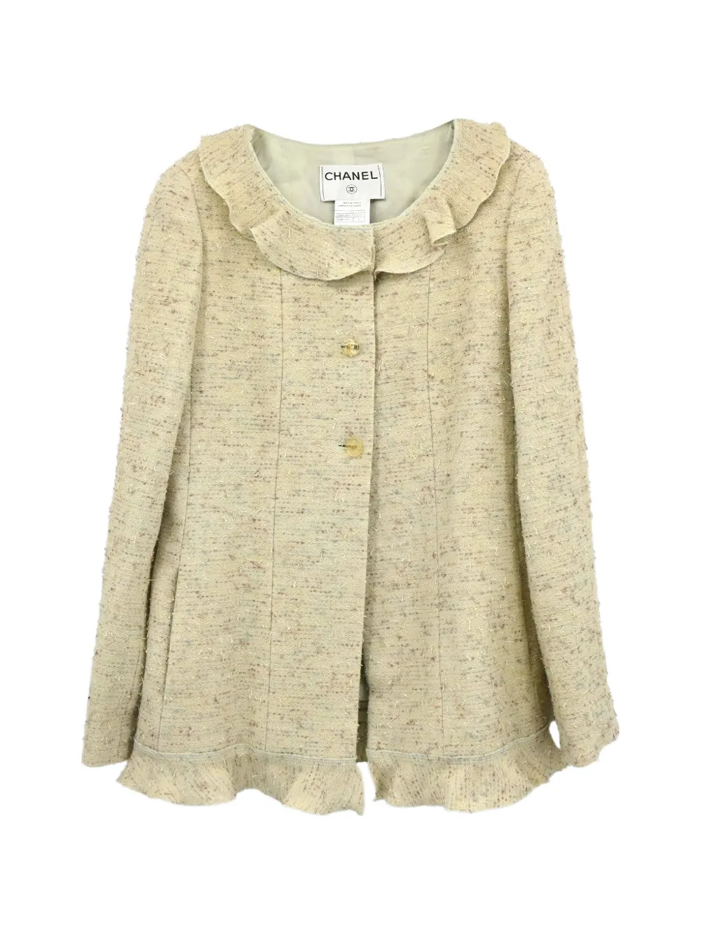 CHANEL Pre-Owned 1999 ruffled tweed jacket - Toni neutri