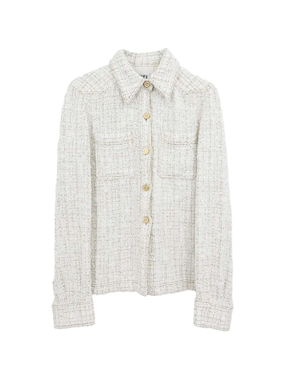 CHANEL Pre-Owned 2001 single-breasted tweed jacket - Bianco