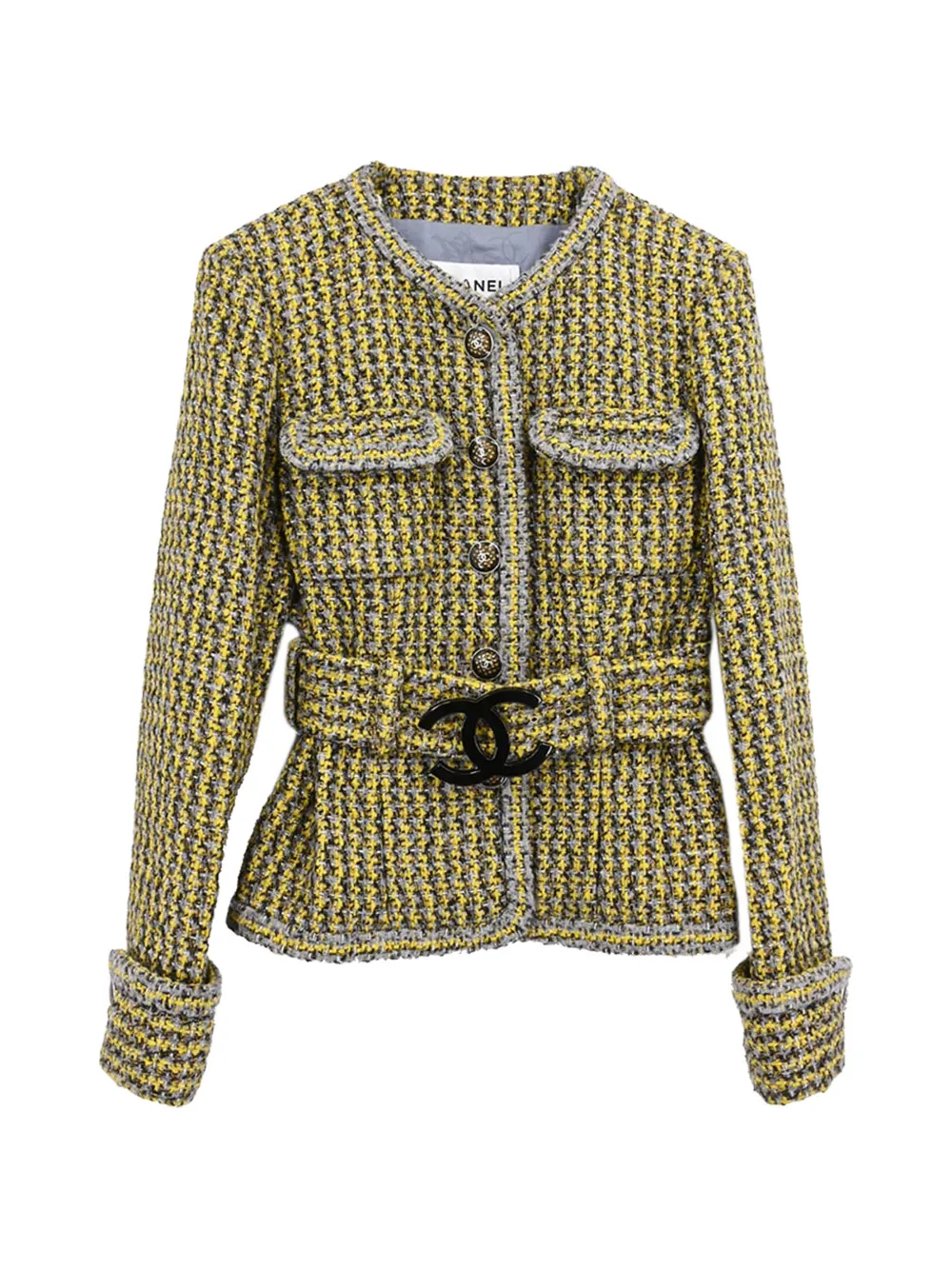 CHANEL Pre-Owned 2017 collarless tweed jacket - Giallo