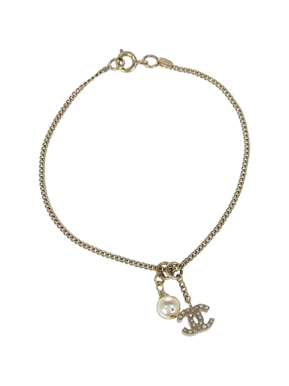 CHANEL Pre-Owned Rhinestone CC charm bracelet - Or CHANEL Pre-Owned Rhinestone CC charm bracelet - Or