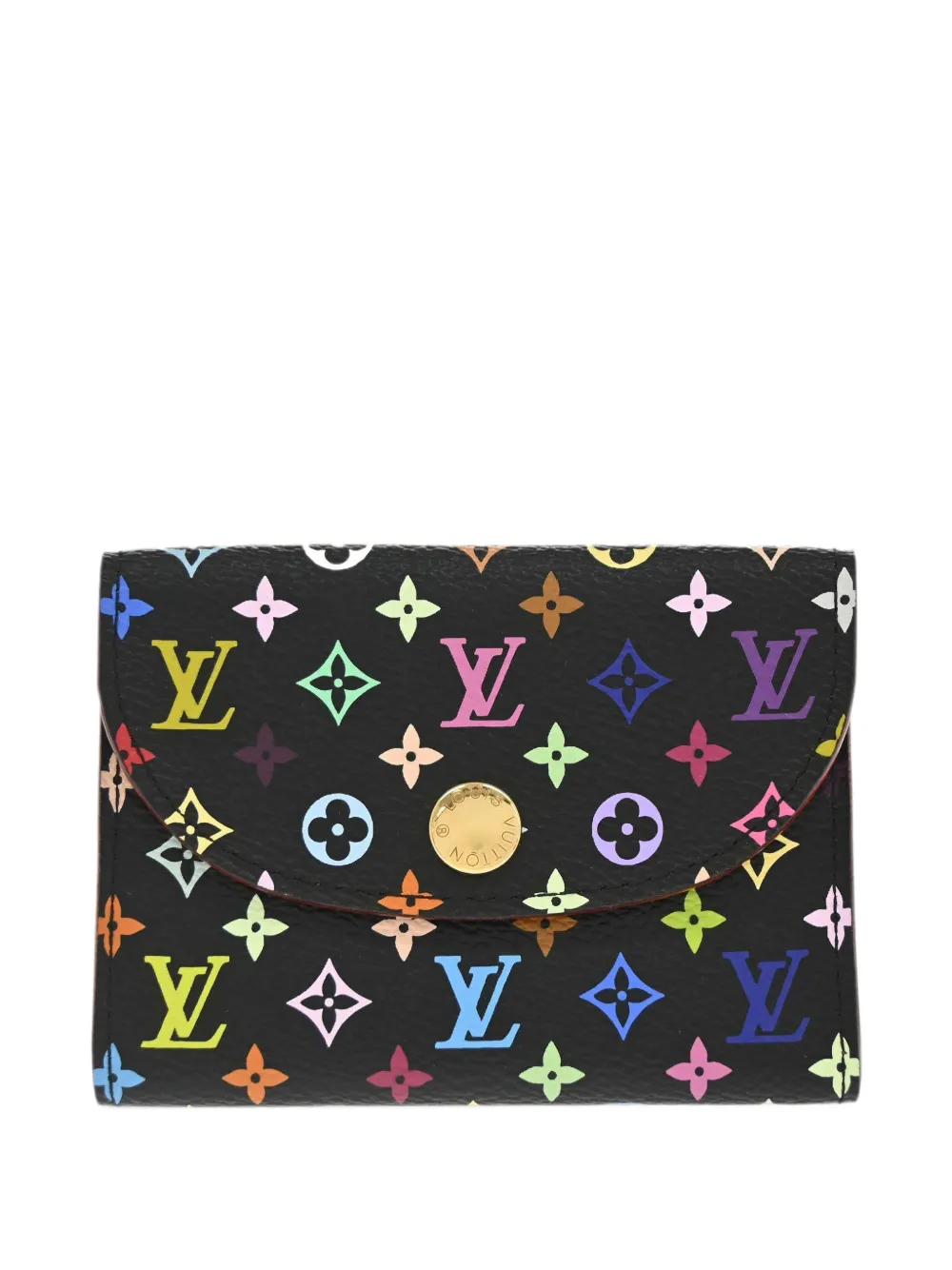 Pre-owned Louis Vuitton Monogram Multicolor Enveloppe Cartes De Visite Cardholder In Black