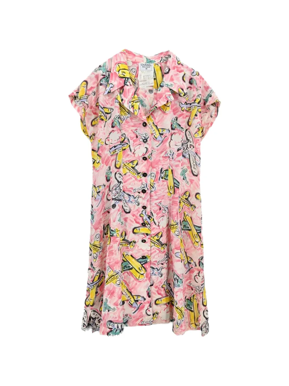 CHANEL Pre-Owned 1994 aeroplane-print sleeveless dress - Pink