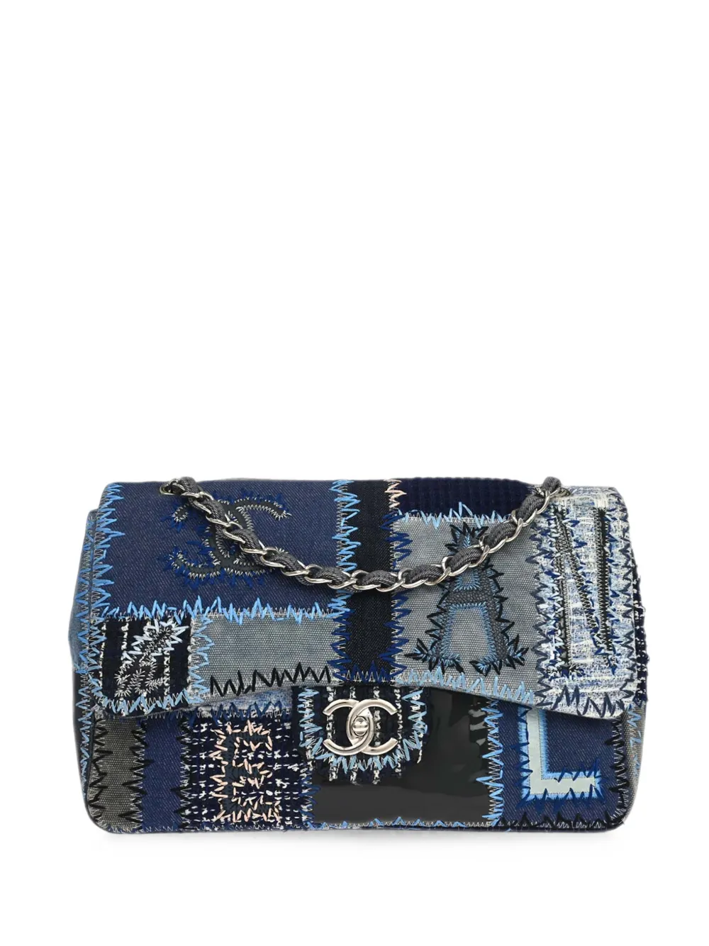 CHANEL Pre-Owned 2015-2016 Patchwork Jumbo Single Flap shoulder bag - Blue