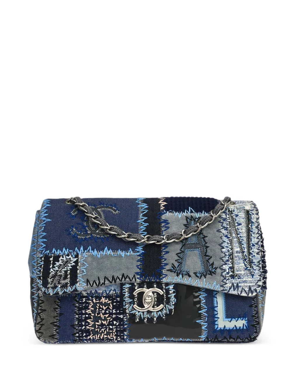 CHANEL Pre-Owned 2015-2016 Patchwork Jumbo Single Flap shoulder bag - Blau
