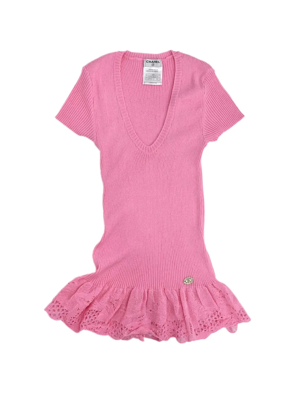 CHANEL Pre-Owned 2006 CC logo ruffle-hem top - Rosa