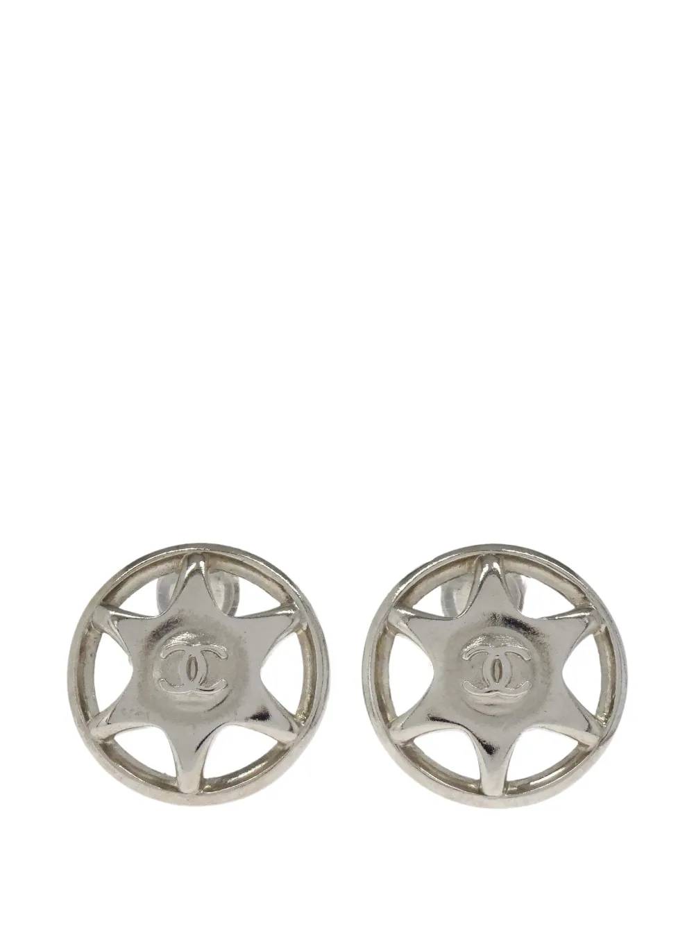 CHANEL Pre-Owned CC star-motif clip-on earrings - Silber