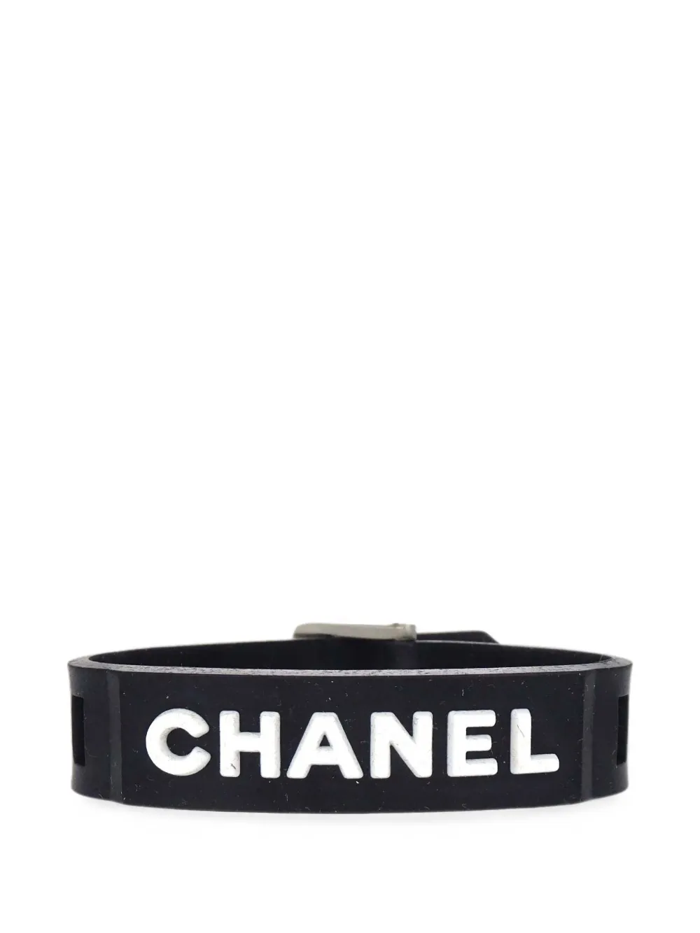 CHANEL Pre-Owned logo-embossed buckle-fastening bracelets - Noir CHANEL Pre-Owned logo-embossed buckle-fastening bracelets - Noir