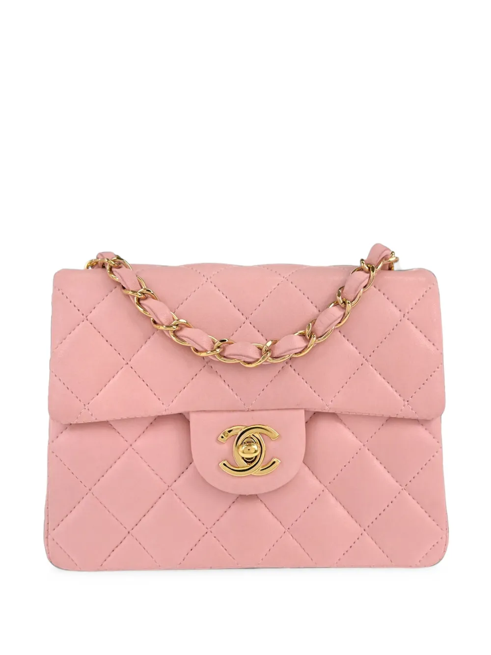 CHANEL Pre-Owned 2003-2004 mini quilted Classic Square flap shoulder bag - Pink