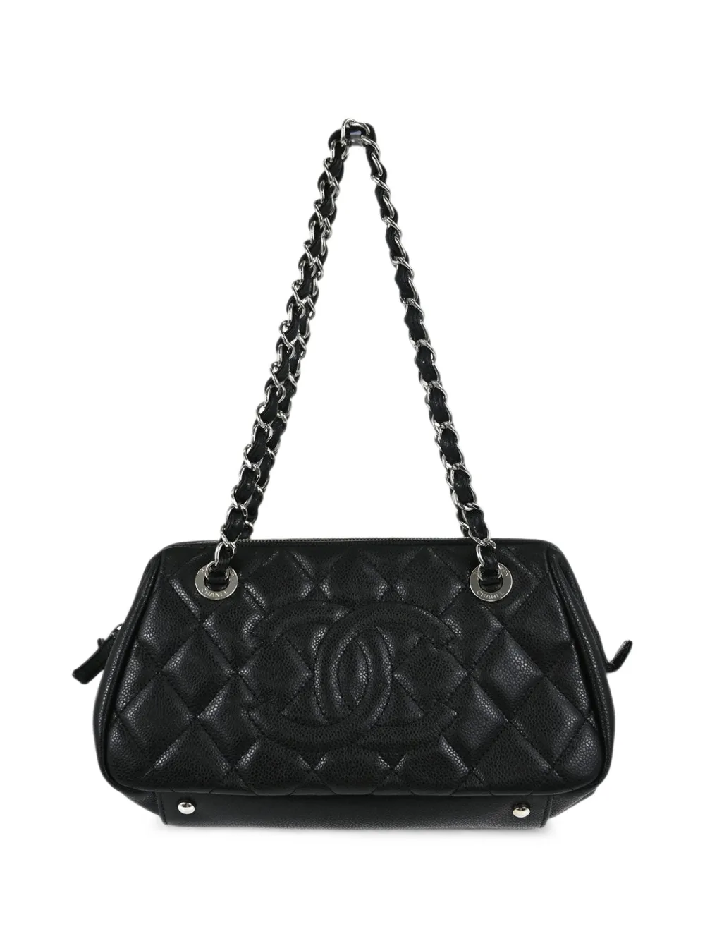 CHANEL Pre-Owned 2009-2010 Bowler quilted CC-logo shoulder bag - Black