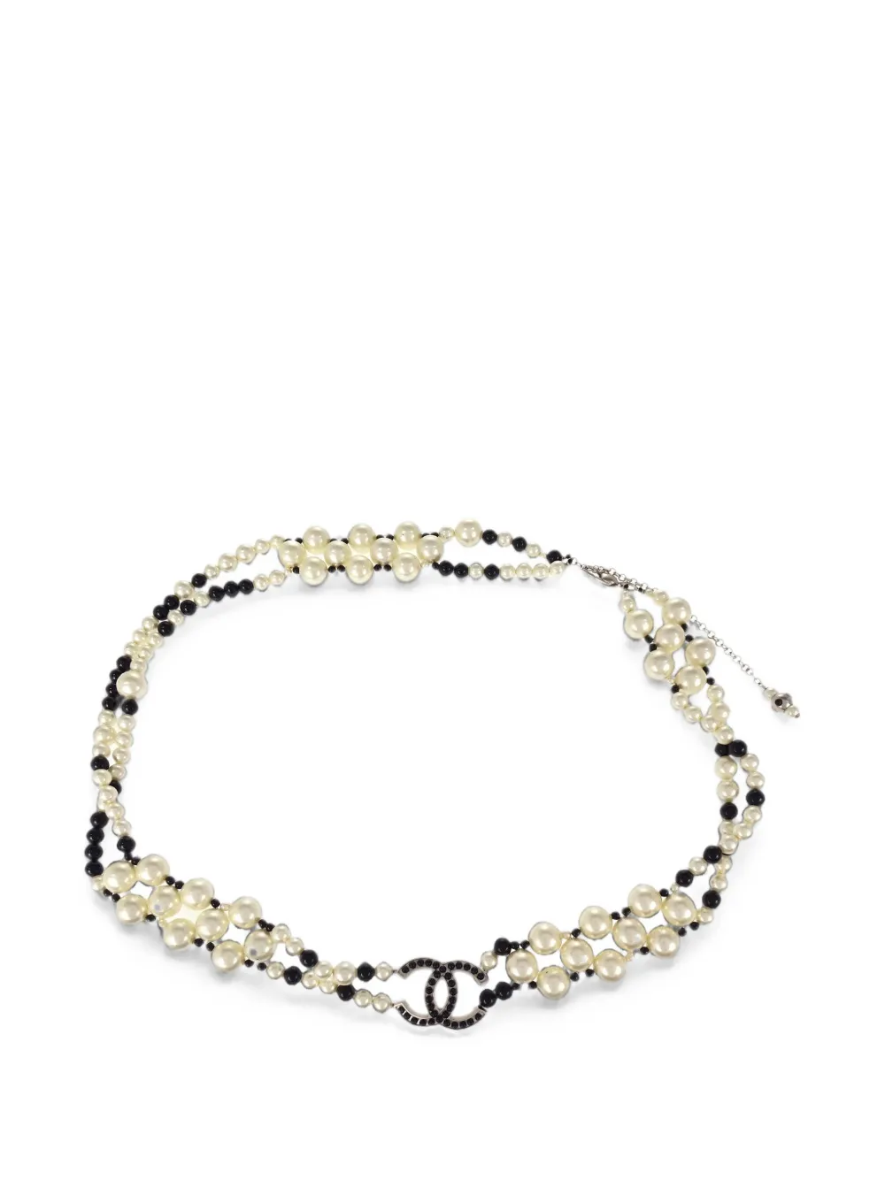 CHANEL Pre-Owned rhinestone Interlocking CC necklace - Nero