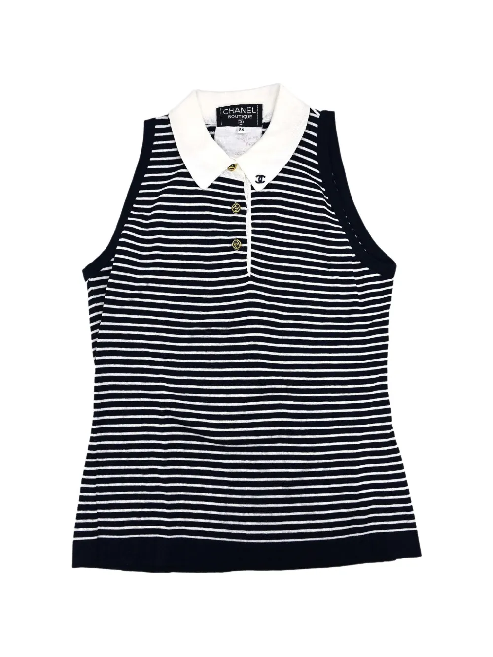 CHANEL Pre-Owned striped sleeveless top - Blau