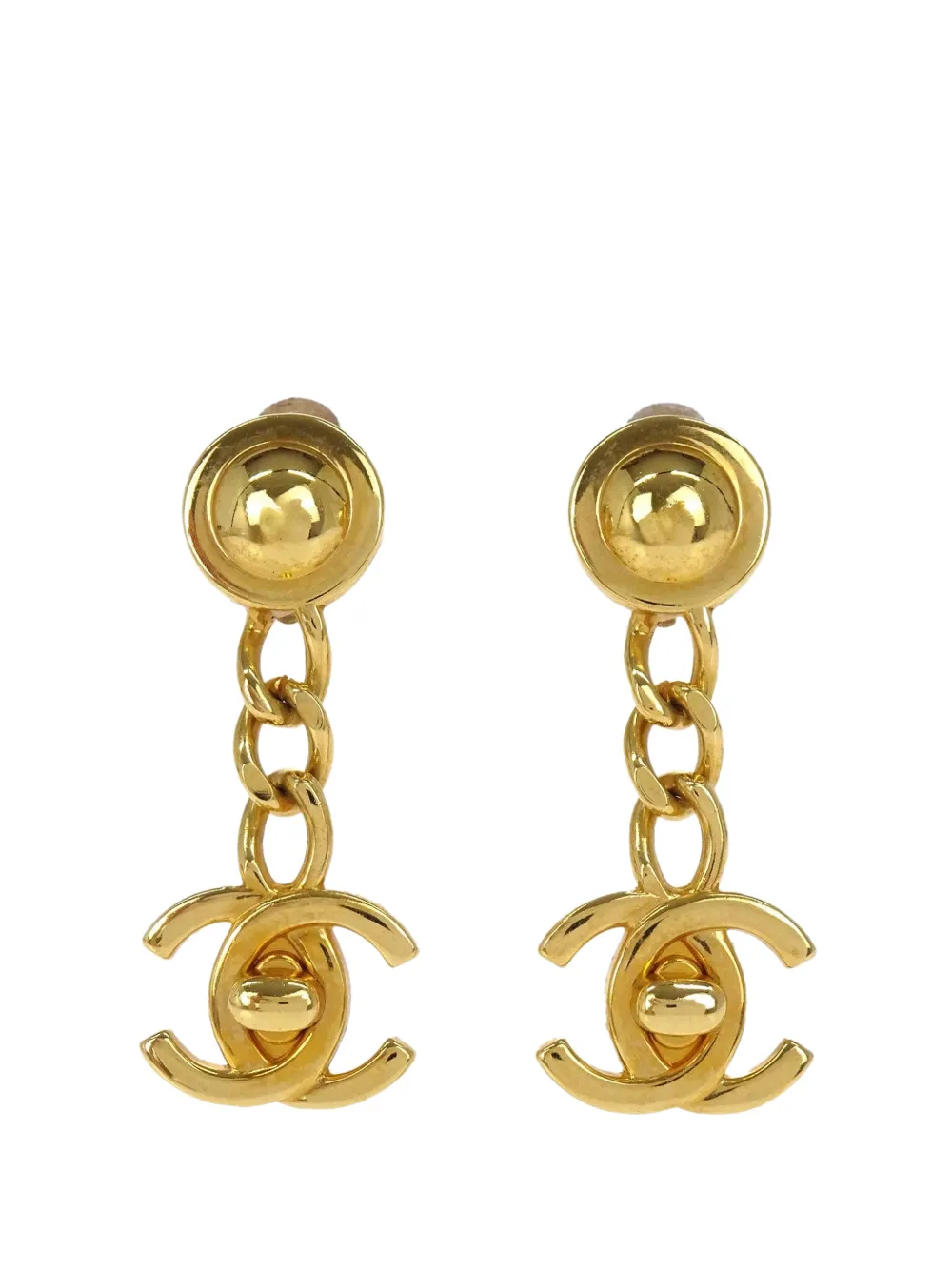 CHANEL Pre-Owned CC turn-lock drop earrings - Gold