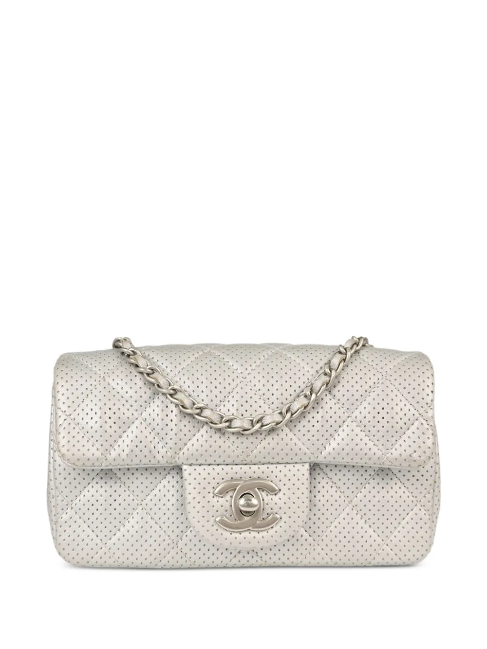 CHANEL Pre-Owned 2014-2015 perforated quilted shoulder bag - Silver