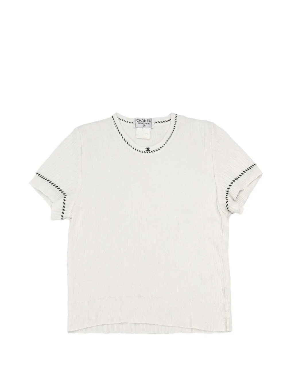 CHANEL Pre-Owned 1996 ribbed-knit short-sleeve sweater - Weiß