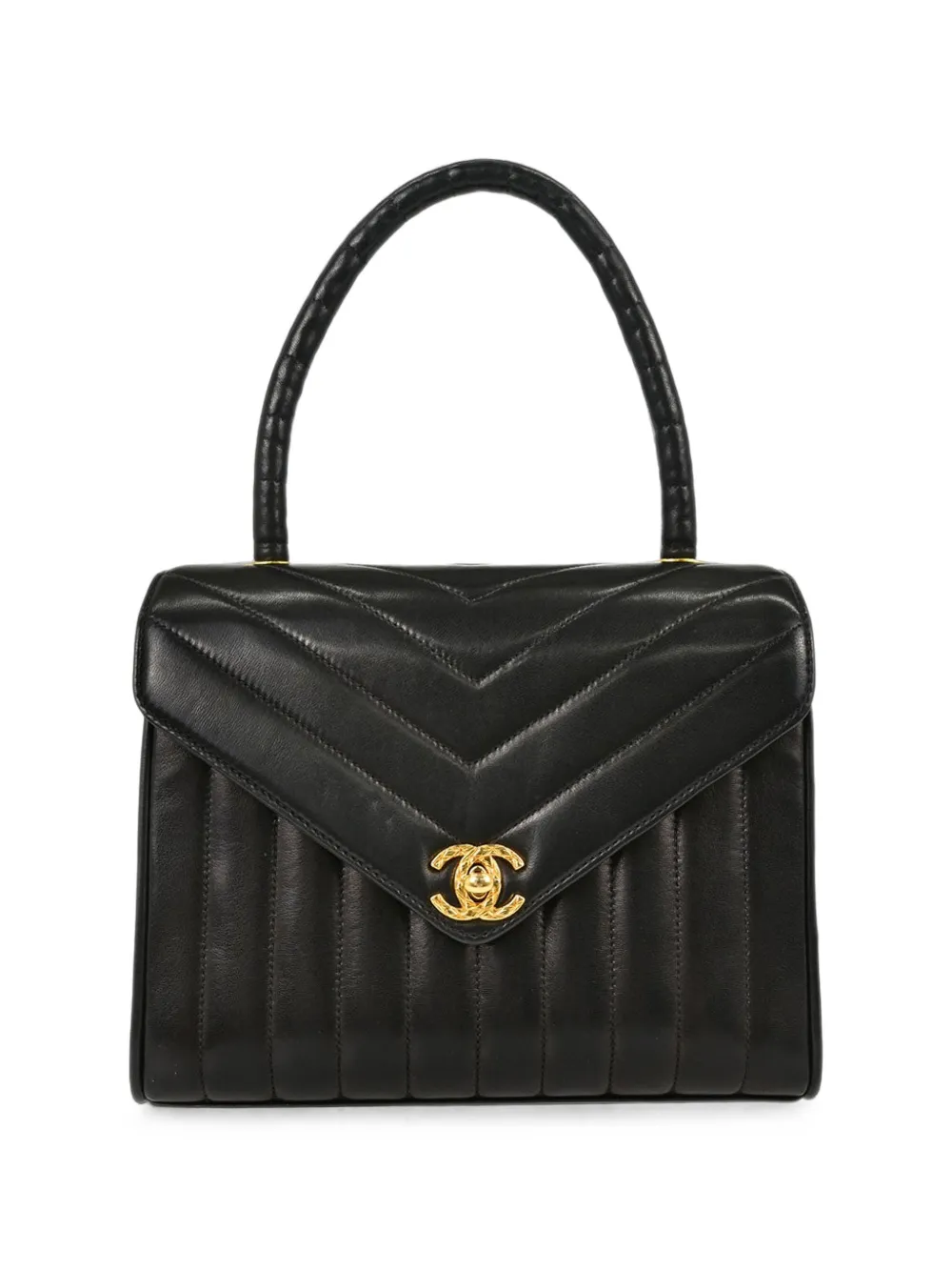 CHANEL Pre-Owned 1991-1994 Chevron top handle handbag - Nero