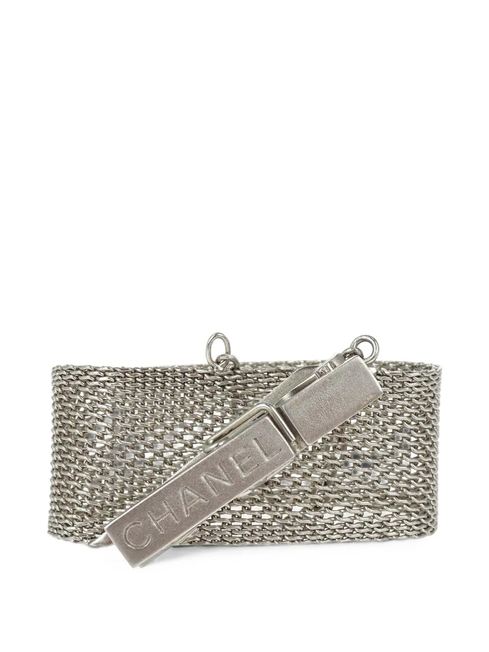 CHANEL Pre-Owned logo-engraved chain-mail bracelet - Argento