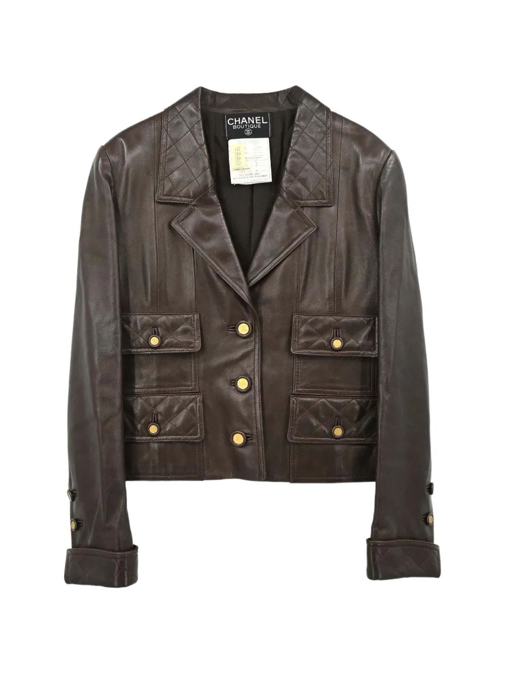 CHANEL Pre-Owned 1993 single-breasted leather jacket - Brown