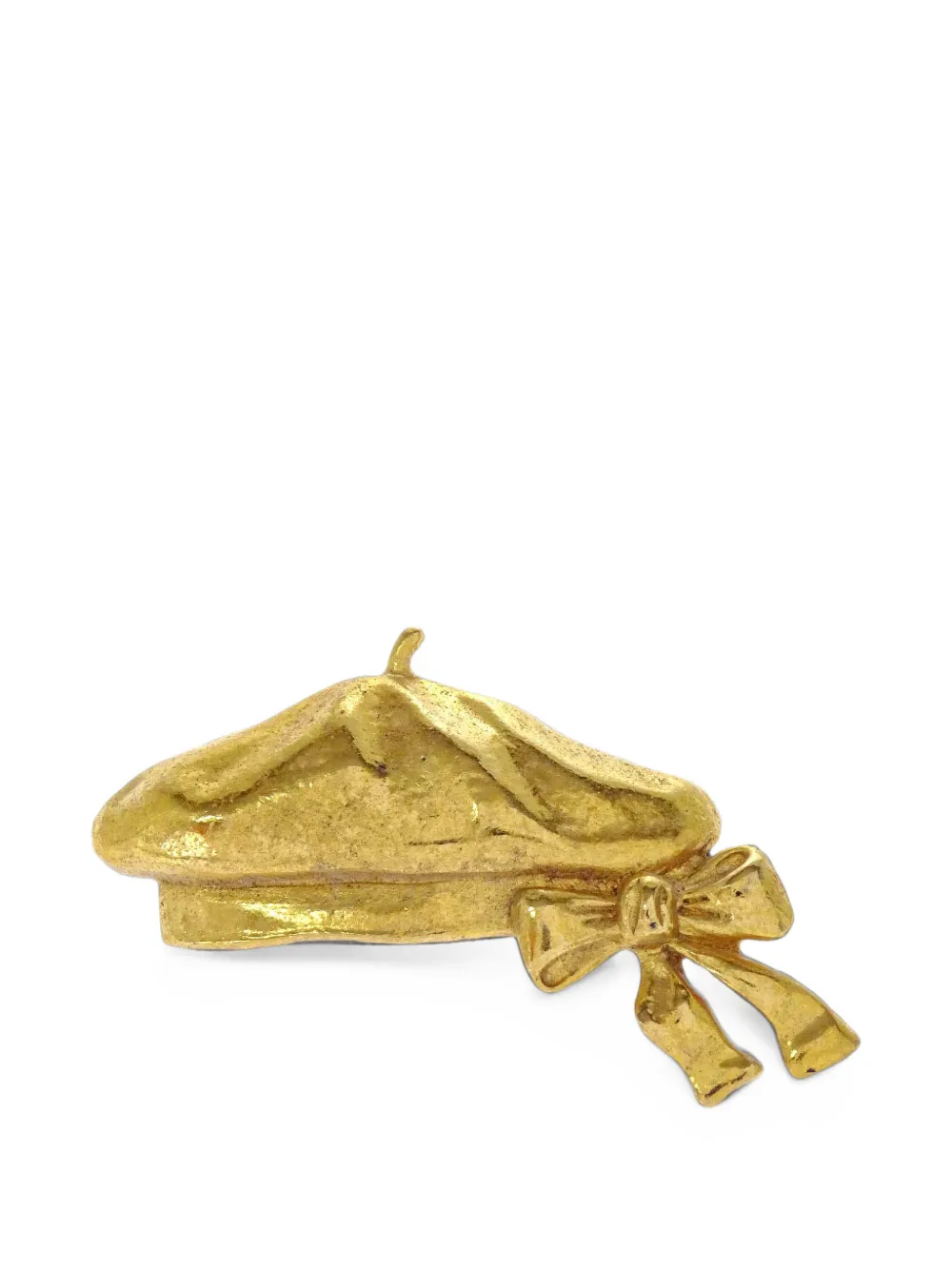 Pre-owned Chanel Bow-detail Beret Brooch In Gold