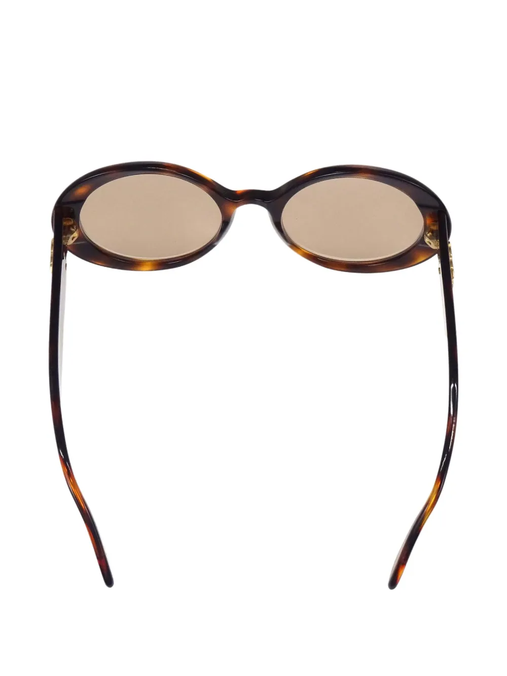 CHANEL Pre-Owned logo-plaque oval-frame sunglasses - Marron CHANEL Pre-Owned logo-plaque oval-frame sunglasses - Marron