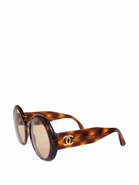 CHANEL Pre-Owned logo-plaque oval-frame sunglasses