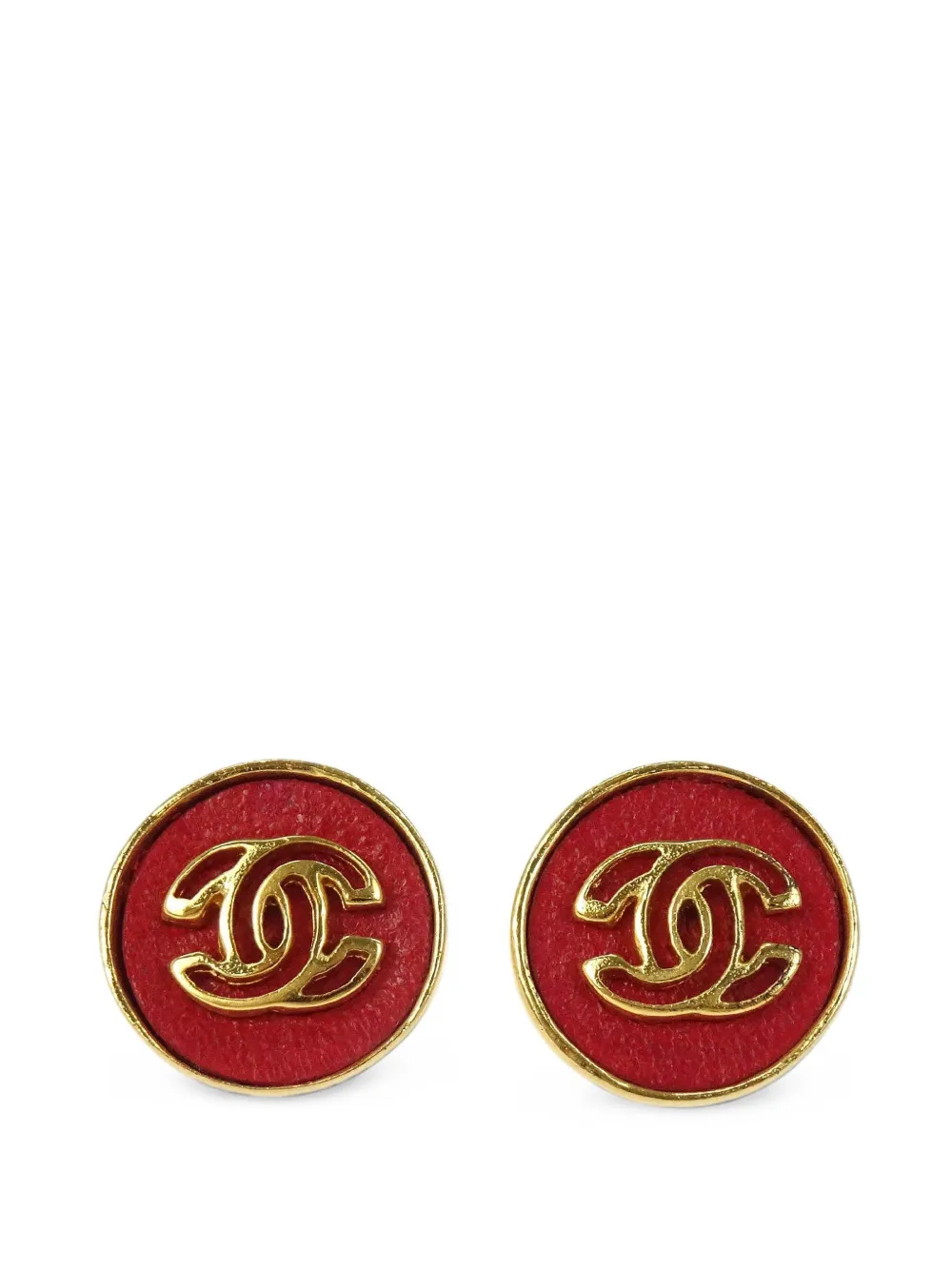CHANEL Pre-Owned Interlocking CC button earrings - Gold