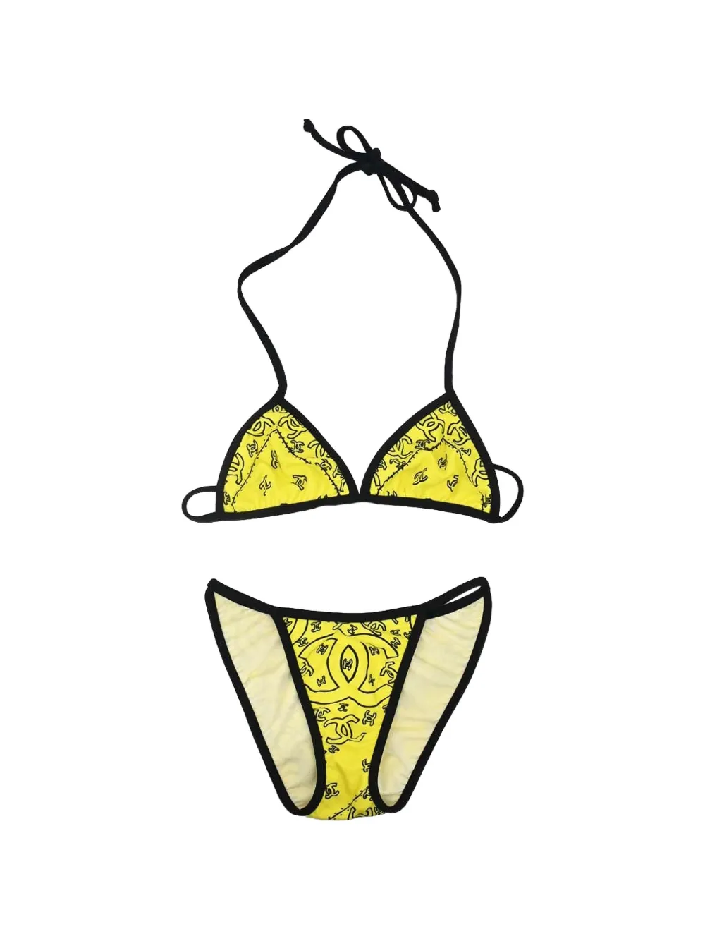 CHANEL Pre-Owned CC logo-print bikini - Jaune