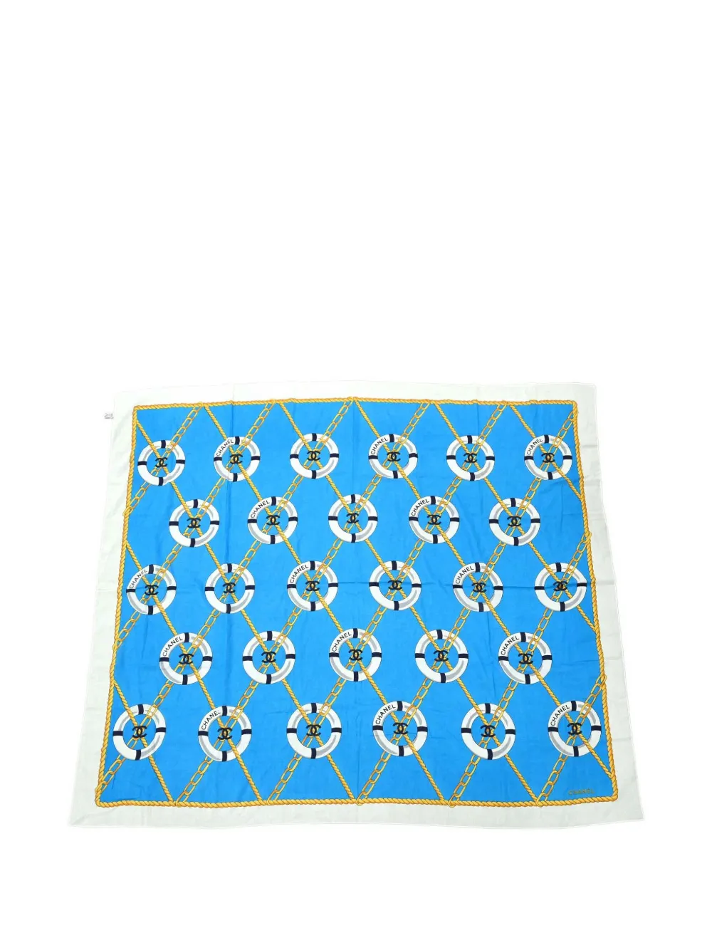 CHANEL Pre-Owned life-ring chain-print scarf - Blu