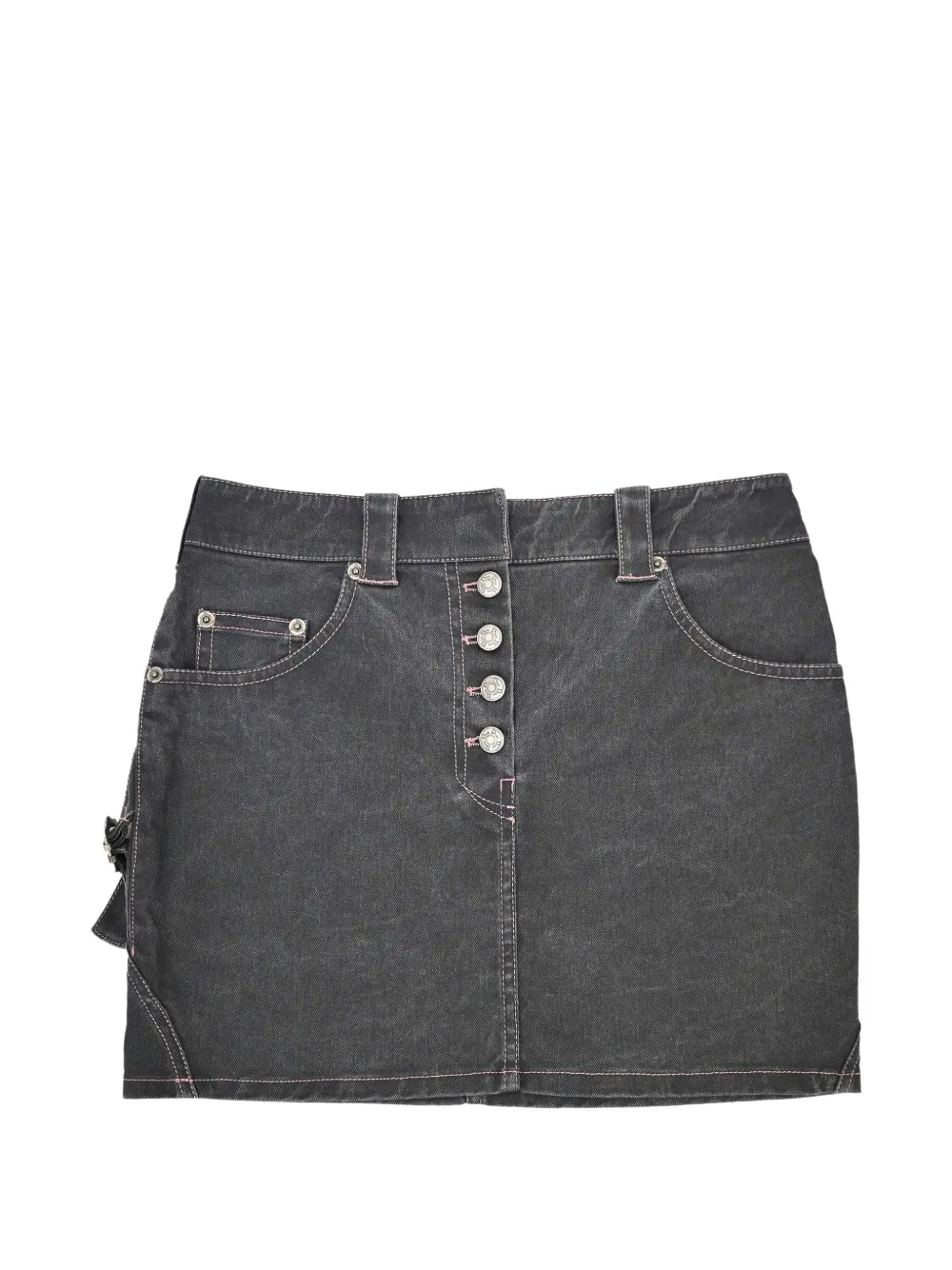 Christian Dior Pre-Owned 2003 contrast-stitch buckle-detail skirt - Gris